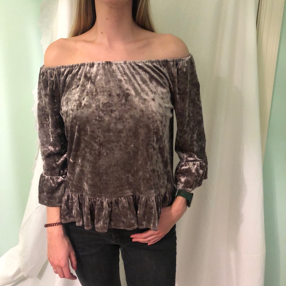Velvet off the shoulder blouse